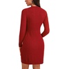 image:imageLYANER Womens Cable Knit Bodycon Dress Crewneck Knit Long Sleeve Cocktail Mini Sweater DressesWine Red