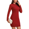 image:imageLYANER Womens Cable Knit Bodycon Dress Crewneck Knit Long Sleeve Cocktail Mini Sweater DressesWine Red