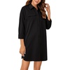 image:imageLYANER Womens Casual Button Down Shirt Dress Collared V Neck Long Sleeve Mini DressesBlack