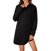 image:imageLYANER Womens Casual Button Down Shirt Dress Collared V Neck Long Sleeve Mini DressesBlack