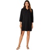 image:imageLYANER Womens Casual Button Down Shirt Dress Collared V Neck Long Sleeve Mini DressesBlack