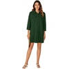 image:imageLYANER Womens Casual Button Down Shirt Dress Collared V Neck Long Sleeve Mini DressesDark Green