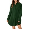 image:imageLYANER Womens Casual Button Down Shirt Dress Collared V Neck Long Sleeve Mini DressesDark Green