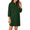 image:imageLYANER Womens Casual Button Down Shirt Dress Collared V Neck Long Sleeve Mini DressesDark Green