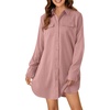 image:imageLYANER Womens Casual Button Down Shirt Dress Collared V Neck Long Sleeve Mini DressesDust Pink