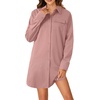 image:imageLYANER Womens Casual Button Down Shirt Dress Collared V Neck Long Sleeve Mini DressesDust Pink