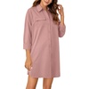 image:imageLYANER Womens Casual Button Down Shirt Dress Collared V Neck Long Sleeve Mini DressesDust Pink