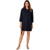 image:imageLYANER Womens Casual Button Down Shirt Dress Collared V Neck Long Sleeve Mini DressesNavy Blue