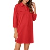 image:imageLYANER Womens Casual Button Down Shirt Dress Collared V Neck Long Sleeve Mini DressesRed