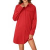 image:imageLYANER Womens Casual Button Down Shirt Dress Collared V Neck Long Sleeve Mini DressesRed