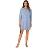 image:imageLYANER Womens Casual Button Down Shirt Dress Collared V Neck Long Sleeve Mini DressesSky Blue