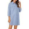 image:imageLYANER Womens Casual Button Down Shirt Dress Collared V Neck Long Sleeve Mini DressesSky Blue