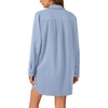 image:imageLYANER Womens Casual Button Down Shirt Dress Collared V Neck Long Sleeve Mini DressesSky Blue