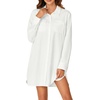 image:imageLYANER Womens Casual Button Down Shirt Dress Collared V Neck Long Sleeve Mini DressesSolid White