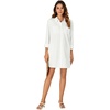 image:imageLYANER Womens Casual Button Down Shirt Dress Collared V Neck Long Sleeve Mini DressesSolid White
