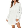 image:imageLYANER Womens Casual Button Down Shirt Dress Collared V Neck Long Sleeve Mini DressesSolid White
