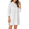 image:imageLYANER Womens Casual Button Down Shirt Dress Collared V Neck Long Sleeve Mini DressesWhite