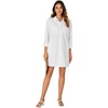 image:imageLYANER Womens Casual Button Down Shirt Dress Collared V Neck Long Sleeve Mini DressesWhite