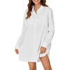 image:imageLYANER Womens Casual Button Down Shirt Dress Collared V Neck Long Sleeve Mini DressesWhite