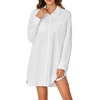 image:imageLYANER Womens Casual Button Down Shirt Dress Collared V Neck Long Sleeve Mini DressesWhite