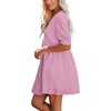 image:imageLYANER Womens Crewneck High Waist Puff Short Sleeve Button Back Babydoll Aline Mini DressLight Purple