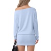 image:imageLYANER Womens Elegant One Shoulder Long Sleeve Ruched Bodycon Mini DressLight Blue