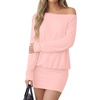 image:imageLYANER Womens Elegant One Shoulder Long Sleeve Ruched Bodycon Mini DressPink