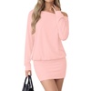 image:imageLYANER Womens Elegant One Shoulder Long Sleeve Ruched Bodycon Mini DressPink