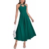 image:imageLYANER Womens Halter Off Shoulder Sleeveless Zipper Back High Waist Split Hem Long DressDark Green