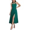 image:imageLYANER Womens Halter Off Shoulder Sleeveless Zipper Back High Waist Split Hem Long DressDark Green