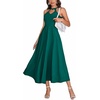 image:imageLYANER Womens Halter Off Shoulder Sleeveless Zipper Back High Waist Split Hem Long DressDark Green