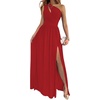 image:imageLYANER Womens One Shoulder High Split Cutout Sleeveless Elegant Cocktail Maxi Dress Red Large