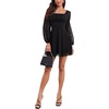 image:imageLYANER Womens Polka Dots Square Neck A line Long Sleeve Swiss Dots Mini DressBlack