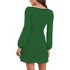 image:imageLYANER Womens Polka Dots Square Neck A line Long Sleeve Swiss Dots Mini DressDark Green