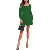 image:imageLYANER Womens Polka Dots Square Neck A line Long Sleeve Swiss Dots Mini DressDark Green