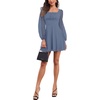 image:imageLYANER Womens Polka Dots Square Neck A line Long Sleeve Swiss Dots Mini DressGray Blue