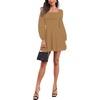 image:imageLYANER Womens Polka Dots Square Neck A line Long Sleeve Swiss Dots Mini DressKhaki