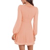 image:imageLYANER Womens Polka Dots Square Neck A line Long Sleeve Swiss Dots Mini DressLight Orange