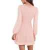image:imageLYANER Womens Polka Dots Square Neck A line Long Sleeve Swiss Dots Mini DressLight Pink