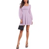 image:imageLYANER Womens Polka Dots Square Neck A line Long Sleeve Swiss Dots Mini DressLight Purple