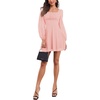 image:imageLYANER Womens Polka Dots Square Neck A line Long Sleeve Swiss Dots Mini DressPink