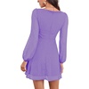 image:imageLYANER Womens Polka Dots Square Neck A line Long Sleeve Swiss Dots Mini DressPurple