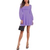 image:imageLYANER Womens Polka Dots Square Neck A line Long Sleeve Swiss Dots Mini DressPurple