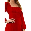 image:imageLYANER Womens Polka Dots Square Neck A line Long Sleeve Swiss Dots Mini DressRed