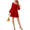 image:imageLYANER Womens Polka Dots Square Neck A line Long Sleeve Swiss Dots Mini DressRed