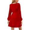image:imageLYANER Womens Polka Dots Square Neck A line Long Sleeve Swiss Dots Mini DressRed