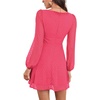 image:imageLYANER Womens Polka Dots Square Neck A line Long Sleeve Swiss Dots Mini DressRose Red