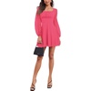 image:imageLYANER Womens Polka Dots Square Neck A line Long Sleeve Swiss Dots Mini DressRose Red