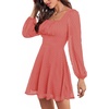 image:imageLYANER Womens Polka Dots Square Neck A line Long Sleeve Swiss Dots Mini DressWatermelon Red
