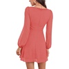 image:imageLYANER Womens Polka Dots Square Neck A line Long Sleeve Swiss Dots Mini DressWatermelon Red